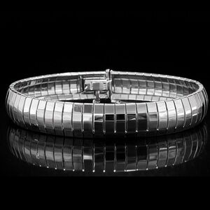 Sterling silver wide omega highly polished statement bangle bracelet vintage QVC